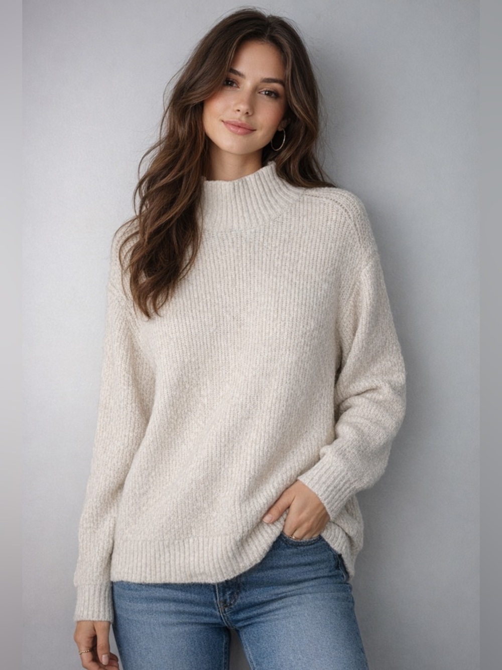 Aerie Off-White Mockneck Sweater